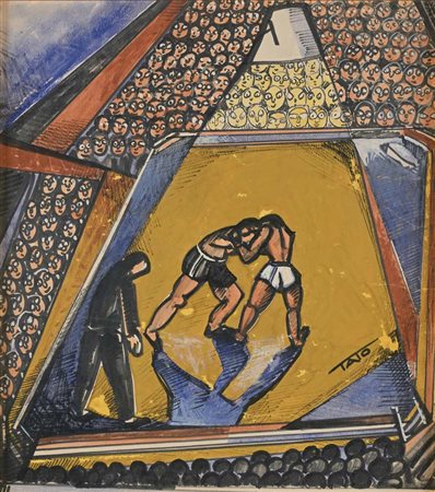 Tato (Bologna 1896 - Roma 1974) Incontro di Boxe Tempera, acquarello,...