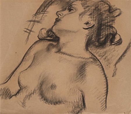 Antonio Maria Nardi (Ostellato 1897 - Bologna 1973) Studio di nudo Carboncino...