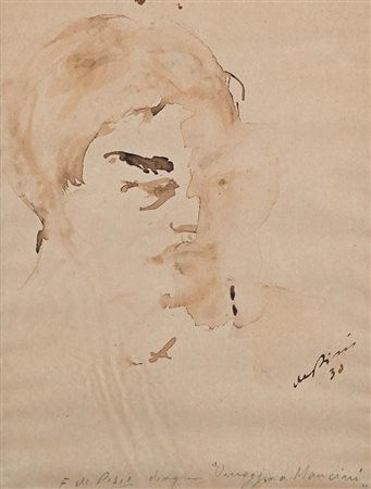 Filippo De Pisis (Ferrara 1896 - Milano 1956) Omaggio a Mancini Inchiostro su...