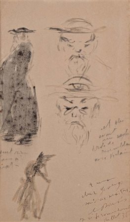 Filippo De Pisis (Ferrara 1896 - Milano 1956) Studio di figura anziana in...