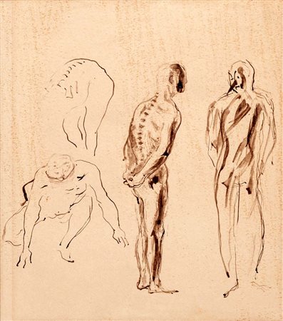 Scipione (Macerata 1904 - Arco 1933) Studio di figure Inchiostro su carta cm...
