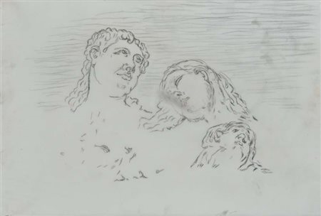 Giorgio De Chirico (Volo 1888 - Roma 1978) Le tre sorelle Disegno a matita...