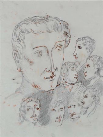 Giorgio De Chirico (Volo 1888 - Roma 1978) Personaggi Disegno a matita...
