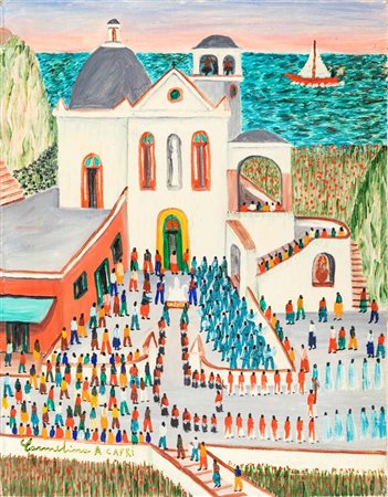 Carmelina Di Capri (Capri 1920 - Napoli 2004) La Processione alla chiesa di...
