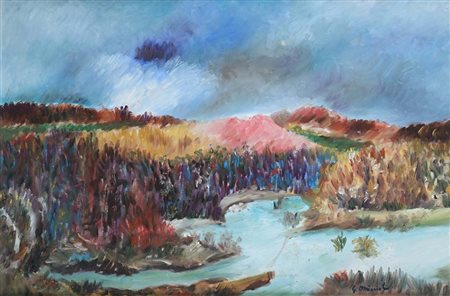 Giovanni Omiccioli (Roma 1901 - Roma 1975) Paesaggio Olio su tela cm 40x60 in...