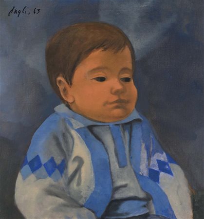 Corrado Cagli (Ancona 1910 - Roma 1976) Ritratto di bambino Olio su carta...