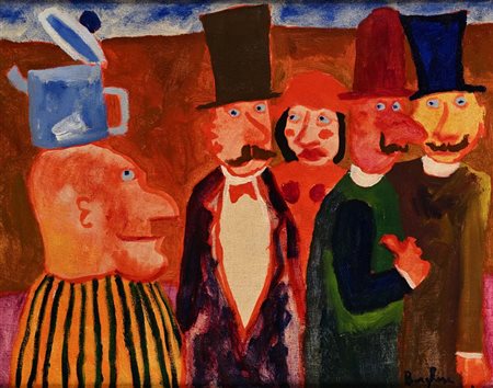 Franz Borghese (Roma 1941 - Roma 2005) Il Folle Olio su tela cm 40x50 - in...