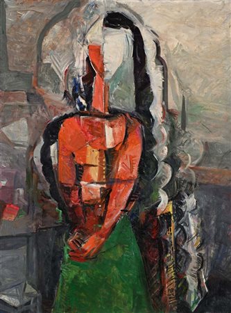 Tato (Bologna 1896 - Roma 1974) Composizione con figura Olio su tela cm 80x60...
