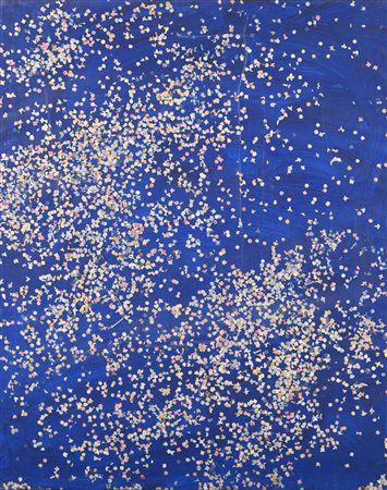 Tano Festa (Roma 1938 - Roma 1988) Coriandoli Coriandoli e acrilici blu su...
