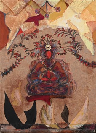 Bruno Ceccobelli (Monte Castello Di Vibio 1952 - 0) Rosso Colmo Tecnica mista...