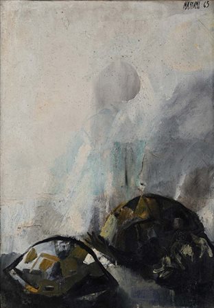Carlo Maria Mariani (Roma 1931 - 0) Le tartarughe Olio su tela cm 50x35 1963...