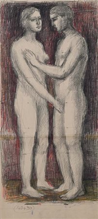 Aurelio Bulzatti (Argenta 1954) Studio di figure Pastelli e matita su carta...