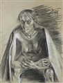 Otto Dix (Gera 1891 - Singen 1969) Studio per "Vecchia Seduta" Tempera,...