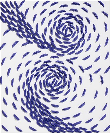 Riccardo Gusmaroli (Verona, 1963) Vortice blu, 2024 Barche di carta su tela,...