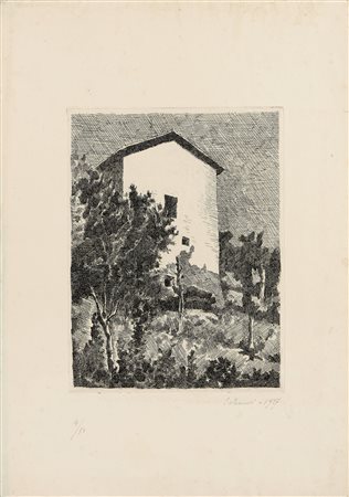 Giorgio Morandi (Bologna, 1890 - 1964) Paesaggio (Casa a Grizzana), 1927...