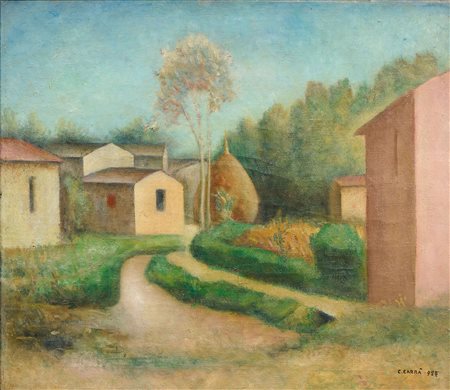 Carlo Carrà (Quargnento (Al), 1881 - Milano, 1966) Autunno in Toscana (Il...