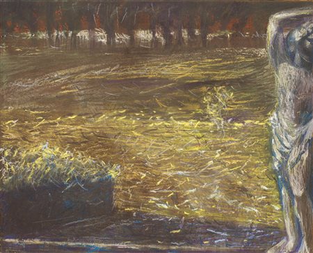 Giacomo Balla (Torino, 1871 - Roma, 1958) Villa Borghese con statua, 1905 ca....
