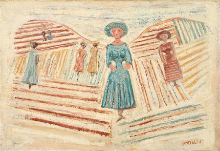 Massimo Campigli (Berlino, 1895 - Saint-Tropez, 1971) Donne nei campi, 1957...