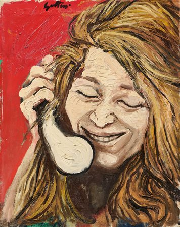 Renato Guttuso (Bagheria (Pa), 1912 - Roma, 1987) Donna al telefono, 1970...