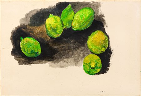 Renato Guttuso (Bagheria (Pa), 1912 - Roma, 1987) I limoni Tecnica mista su...