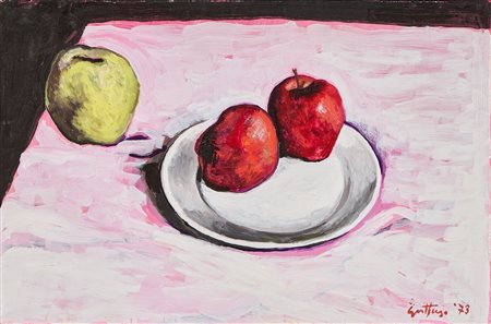 Renato Guttuso (Bagheria (Pa), 1912 - Roma, 1987) Natura morta con piatto...