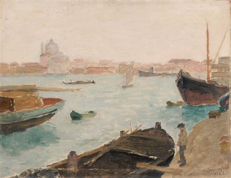 Pio Semeghini (Quistello (Mn), 1878 - Venezia, 1964) Canale della Giudecca,...