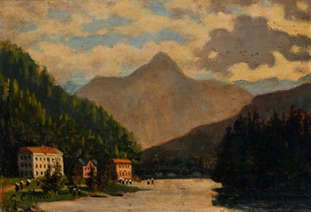Giovanni Colmo (attribuito a) (Torino 1867 - Torino 1947) Valle in montagna...
