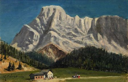 Giovanni Colmo (attribuito a) (Torino 1867 - Torino 1947) Paesaggio montano...