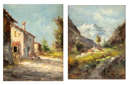 Athos Brioschi (Milano 1910 - Milano 2000) Coppia di vedute montane oli su...