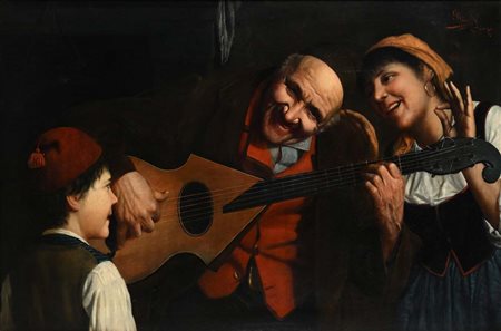 Claudio Rinaldi (Urbania 1852 - Urbania 1909) Un accordo ben riuscito Olio su...