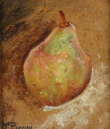 Mario Puccini (Livorno 1869 - Firenze 1920) Pera olio su cartone cm 14,5 x...