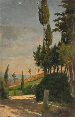 Scuola toscana seconda metà del XIX secolo () Veduta delle colline toscane...