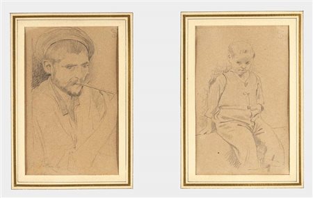 Telemaco Signorini (Firenze 1835 - Firenze 1901) Due disegni matite su...