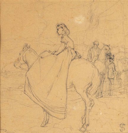 Telemaco Signorini (Firenze 1835 - Firenze 1901) Personaggi a cavallo...