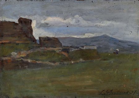 Ludovico Tommasi (Livorno 1886 - Firenze 1941) Giornata uggiosa Olio su...