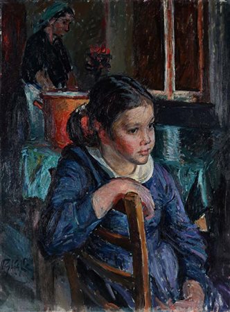 Paulo Ghiglia (Firenze 1905 - Roma 1979) Interno domestico olio su tela,...
