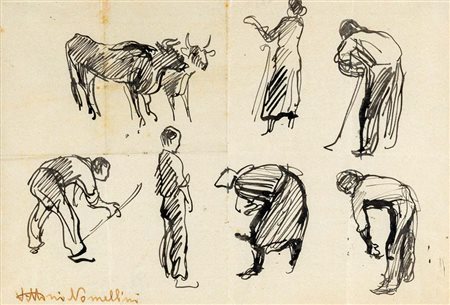 Vittorio Nomellini (Genova 1901 - Firenze 1965) Studio di figure e di animali...