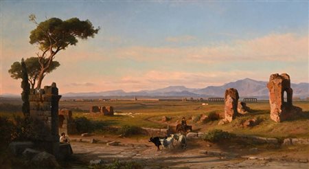 Franz Knebel (La Sarraz 1809 - Roma 1877) L' Appia Antica nei pressi di Roma...