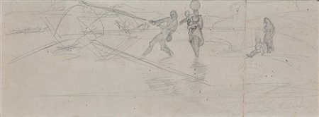 Giovanni (Nino) Costa (Roma 1826 - Marina Di Pisa 1903) Pescatrici di telline...