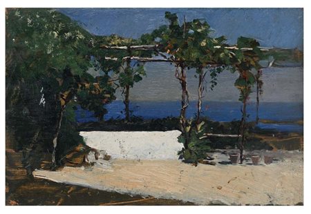 Attilio Simonetti (Roma 1843 - Roma 1925) Balcone a Casamicciola olio su...