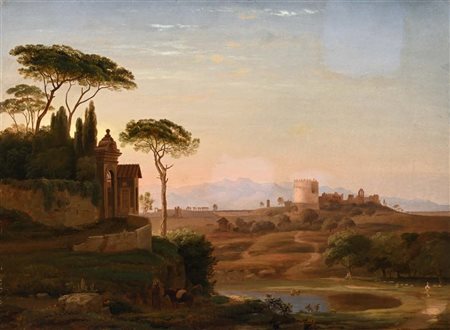 Scuola europea del XIX secolo (0 - 0) Veduta della campagna romana con il...