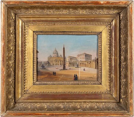 Scuola europea prima metà del XIX secolo () Roma, piazza San Pietro olio su...