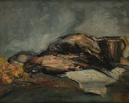 Antonino Calcagnadoro (Rieti 1876 - Roma 1935) Natura morta con cacciagione...