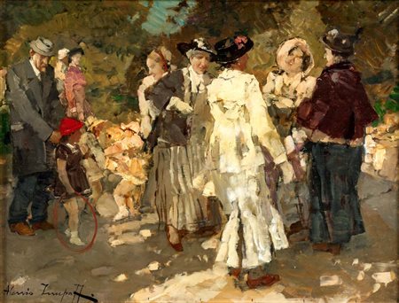 Alessio Issupoff (Vjatka 1889 - Roma 1957) Al parco olio su legno cm 30 x 40...