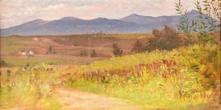 Paolo Ferretti (Roma 1864 - Anzio 1937) Campagna romana olio su tela cm 20,5...