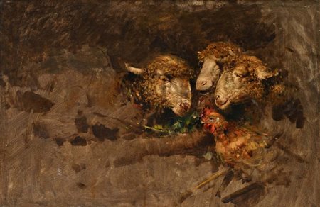 Tito Pellicciotti (Barisciano 1871 - Barisciano 1950) Tre pecore e una...