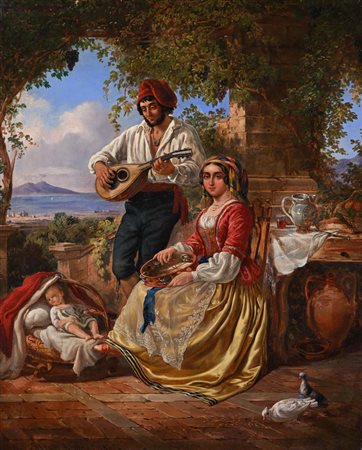 Arthur John Strutt (Chelmsford 1818 - Roma 1888) Famiglia napoletana sotto un...