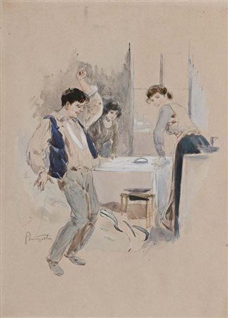 Pietro Scoppetta (Amalfi 1863 - Napoli 1920) Un ballo improvvisato matita,...