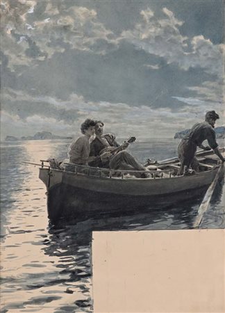 Pietro Scoppetta (Amalfi 1863 - Napoli 1920) “Piedigrotta del mare”, feste...