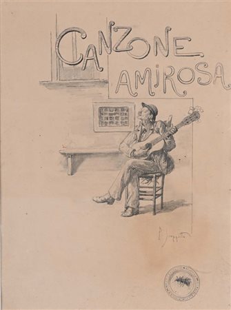Pietro Scoppetta (Amalfi 1863 - Napoli 1920) "Canzone Amjrosa" matita su...